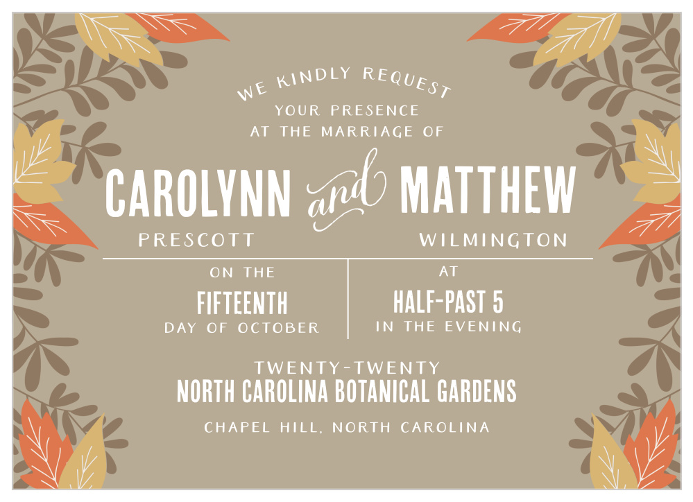 Autumn Leaves Foil Wedding Invitations