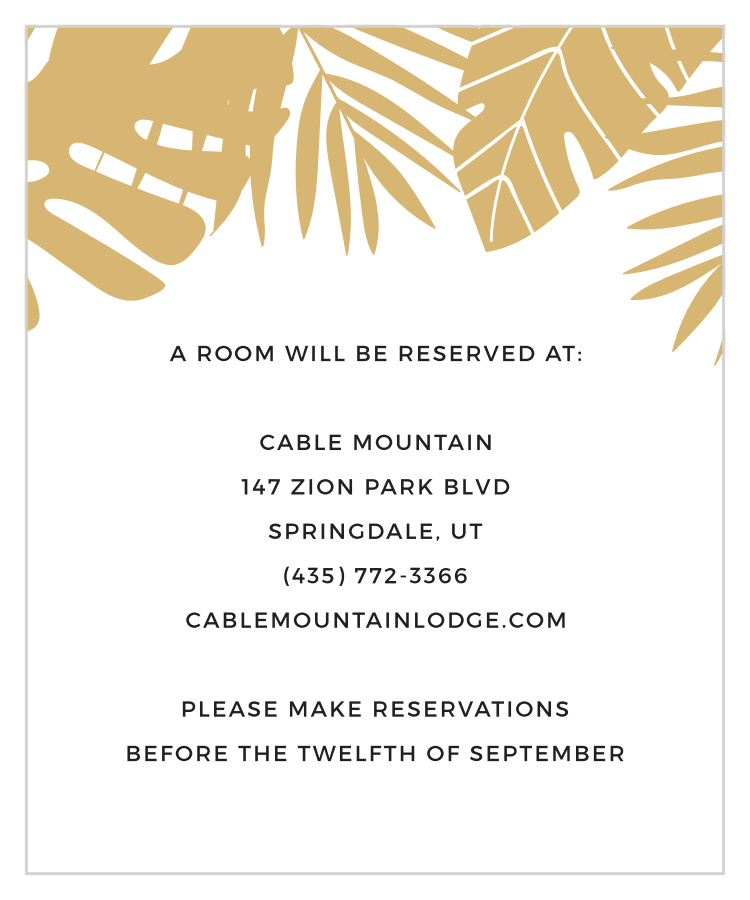 Tropical Palm Foil Accommodation Cards