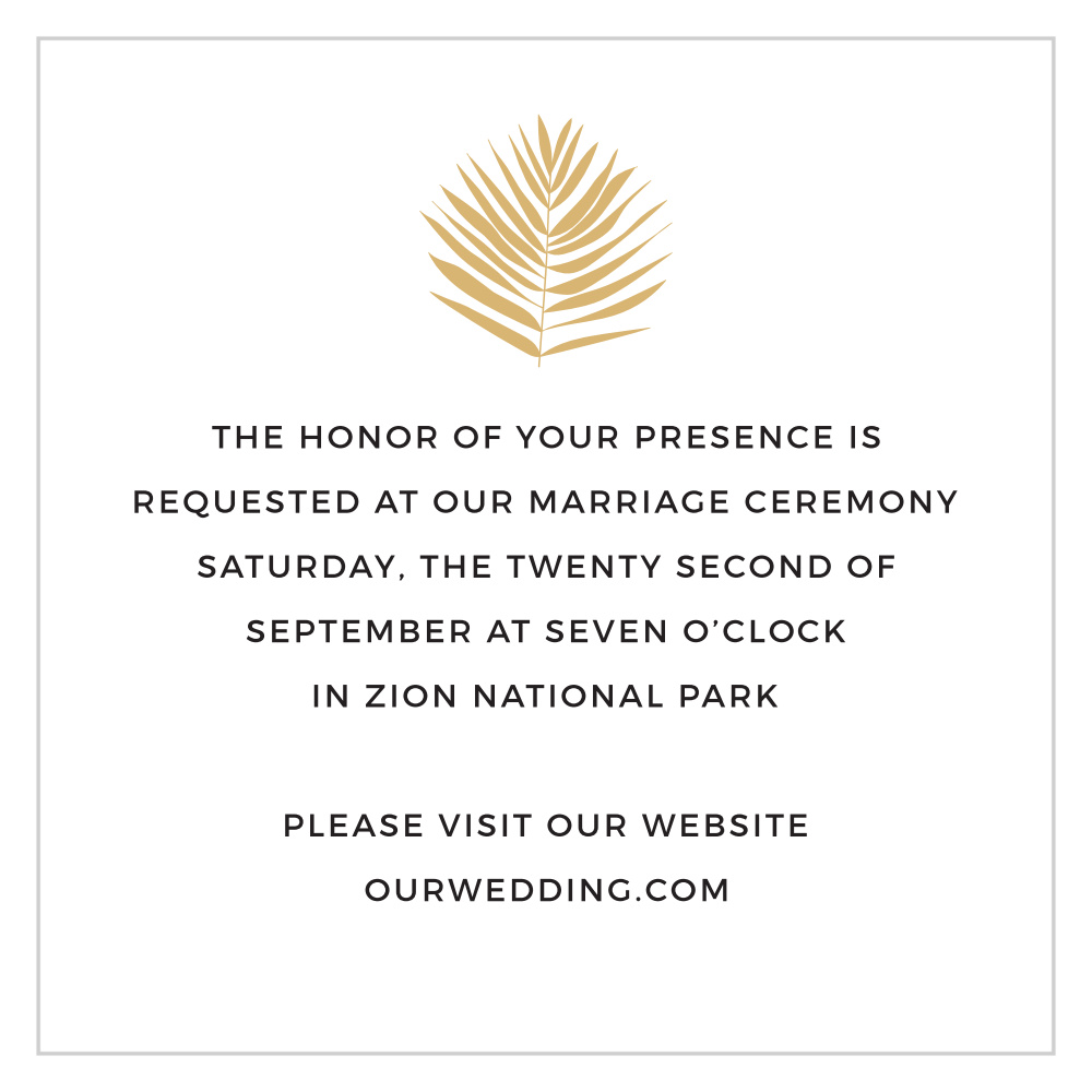 Tropical Palm Foil Ceremony Cards