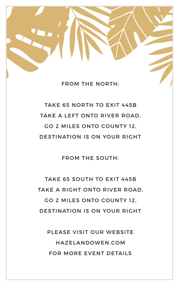 Tropical Palm Foil Direction Cards