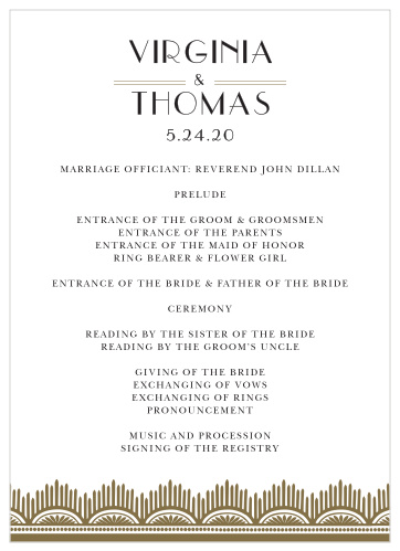 Roaring Twenties Wedding Programs