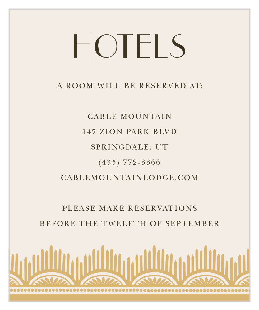 Roaring Twenties Foil Accommodation Cards