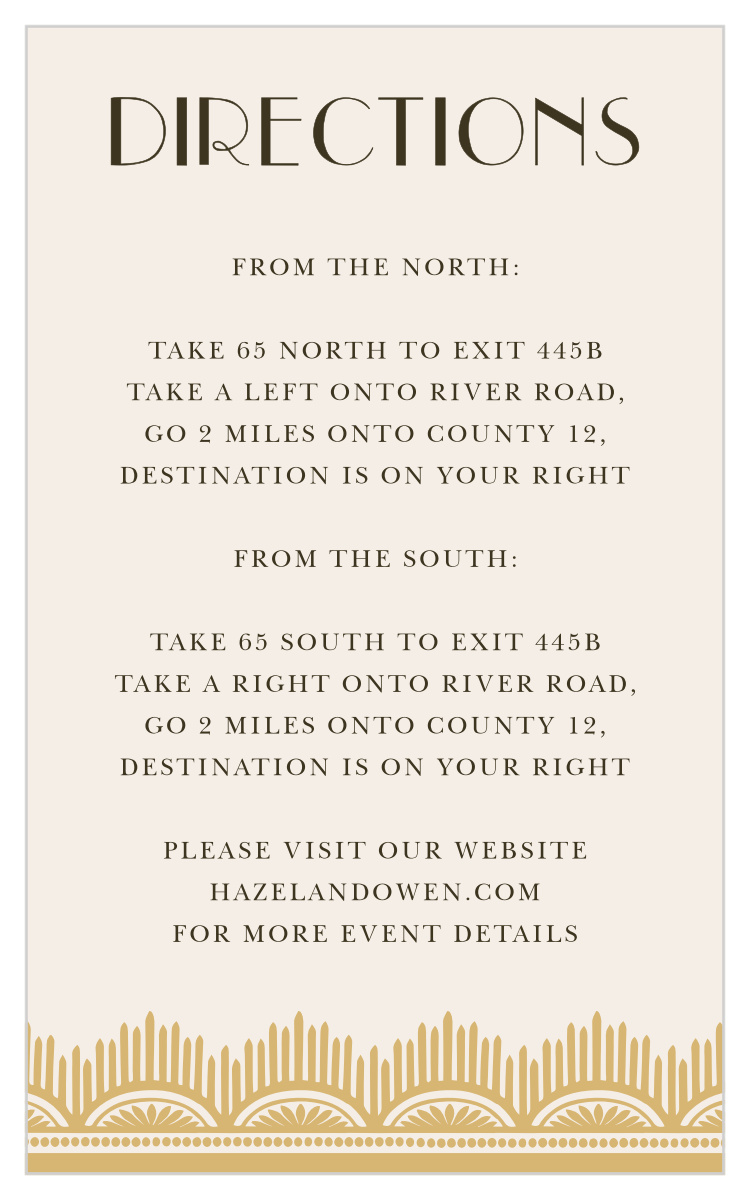 Roaring Twenties Foil Direction Cards