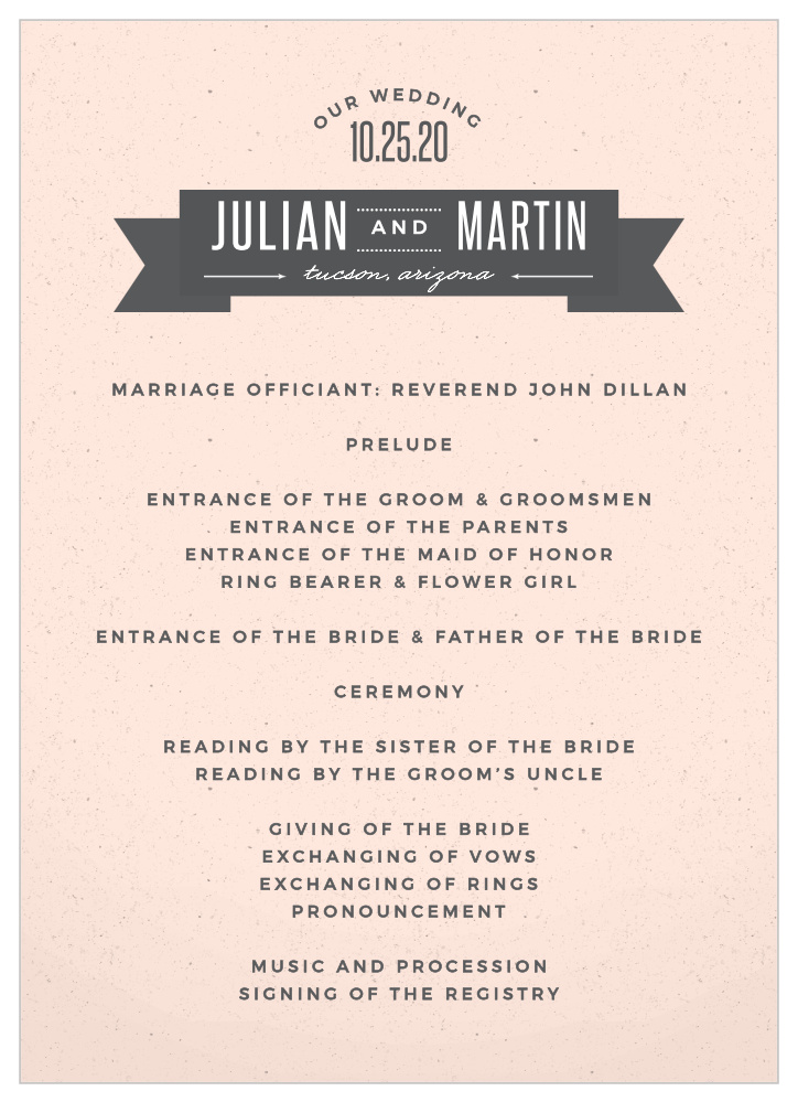 All Aboard Wedding Programs
