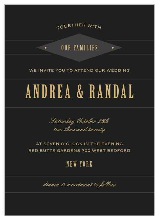 Invite friends and family with the elegance of the Diamond Field Foil Wedding Invitations. 