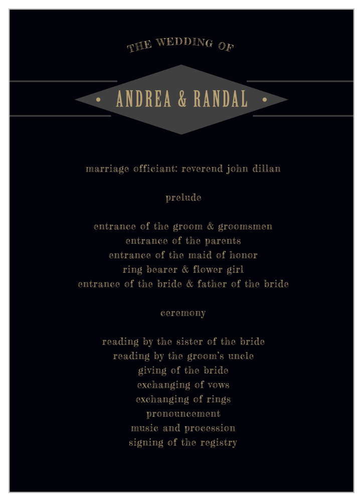 Diamond Field Wedding Programs
