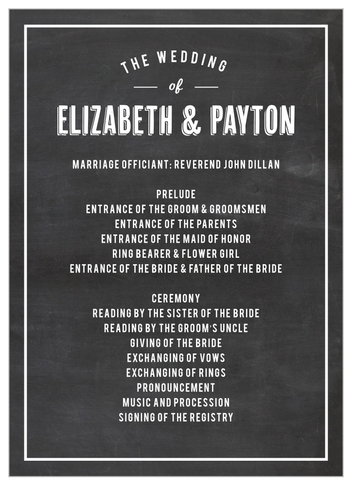 Chalkboard Stamp Wedding Programs