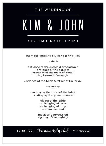 Set the tone for your wedding ceremony with the Modern Tendencies Wedding Programs.