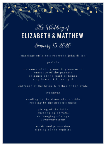 Organize your romantic and rustic wedding ceremony with the Forest Glow Wedding Programs. 