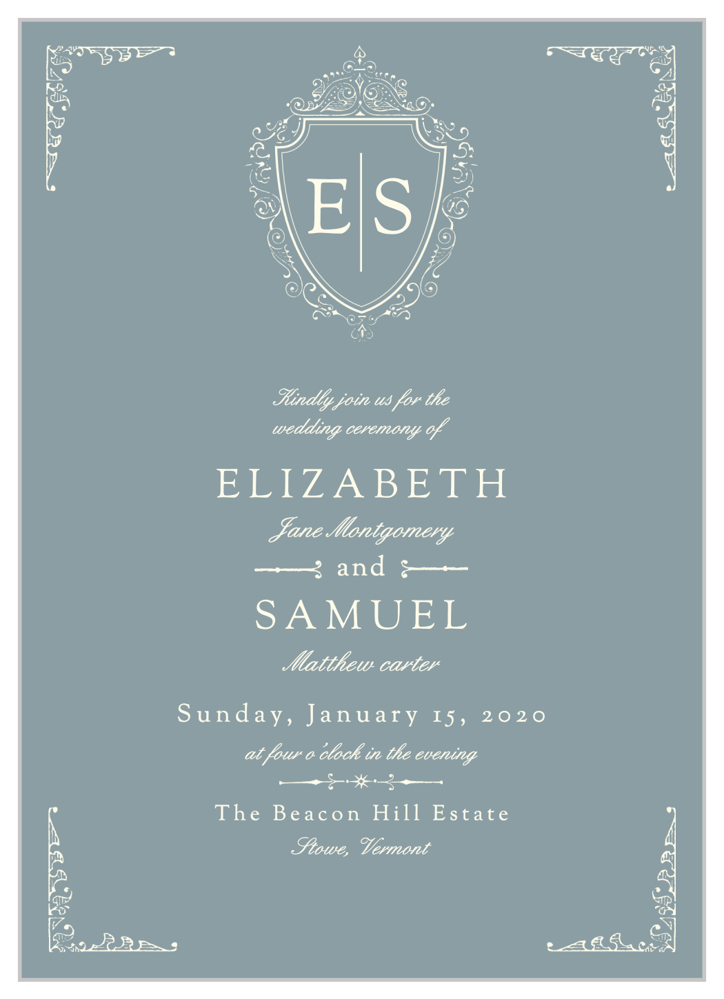 Scrolling Monogram Wedding Invitations