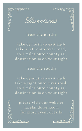 Scrolling Monogram Direction Cards
