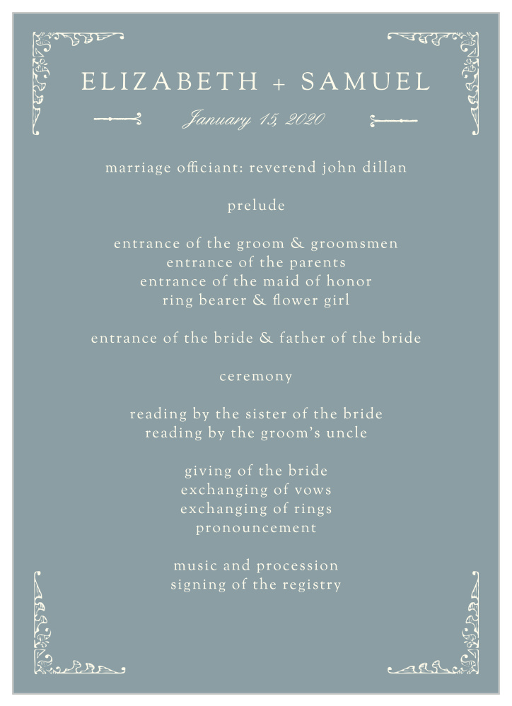 Scrolling Monogram Wedding Programs