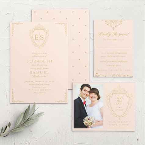 Scrolling Monogram Foil Wedding Invitations