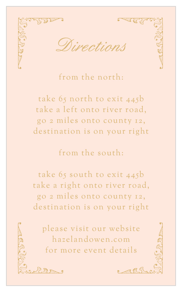 Scrolling Monogram Foil Direction Cards