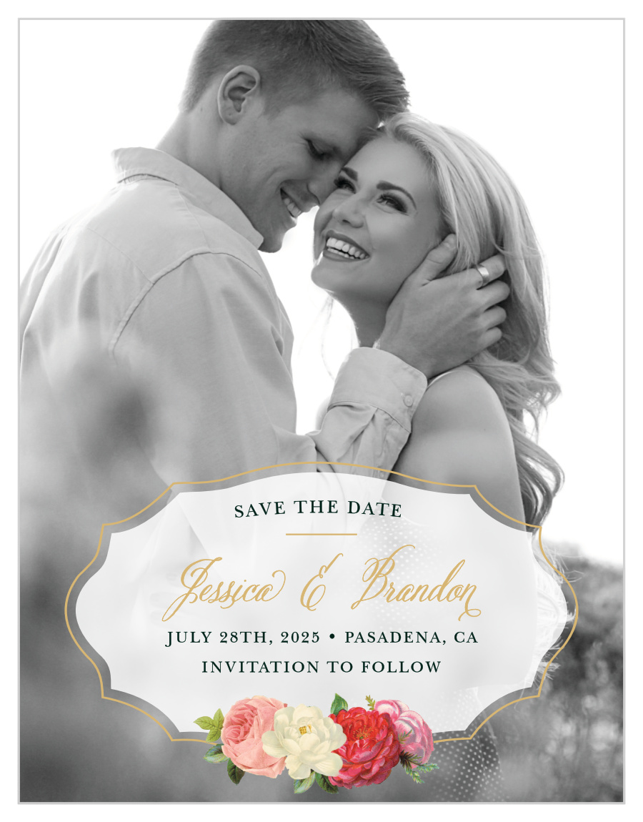 Vintage Florals Foil Save the Date Magnets