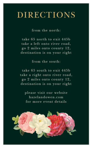 Vintage Florals Foil Direction Cards