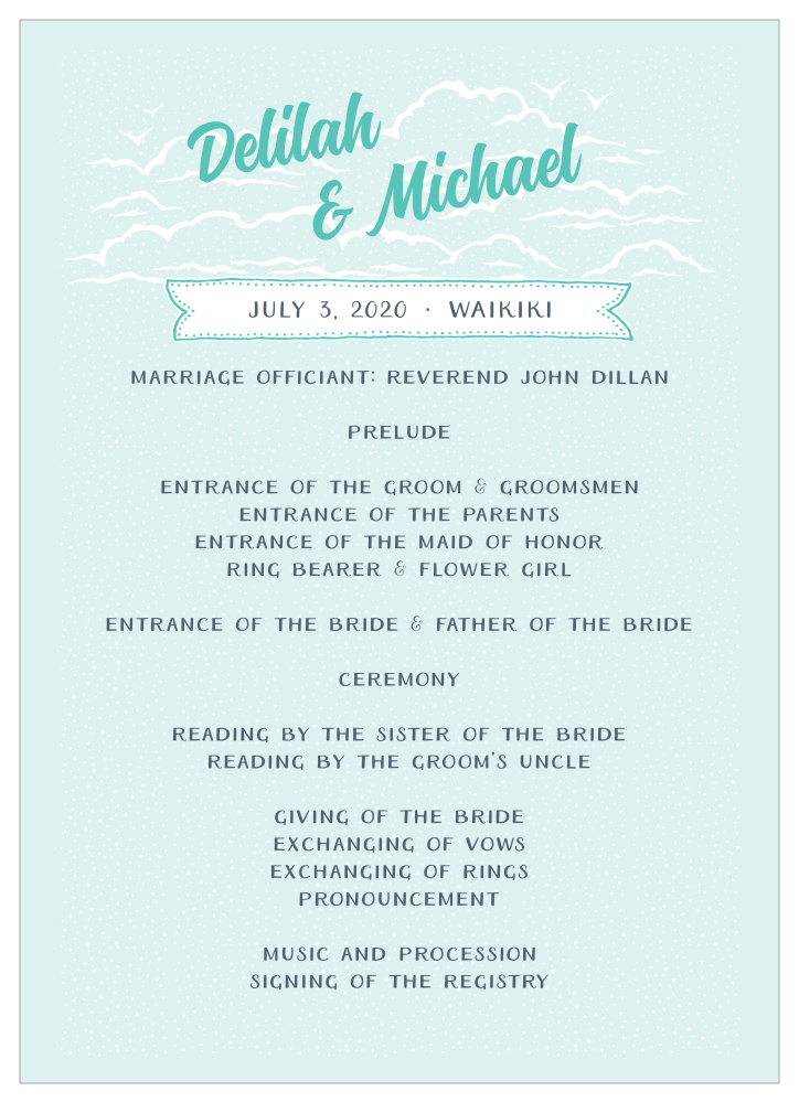 Modern Beachside Wedding Programs