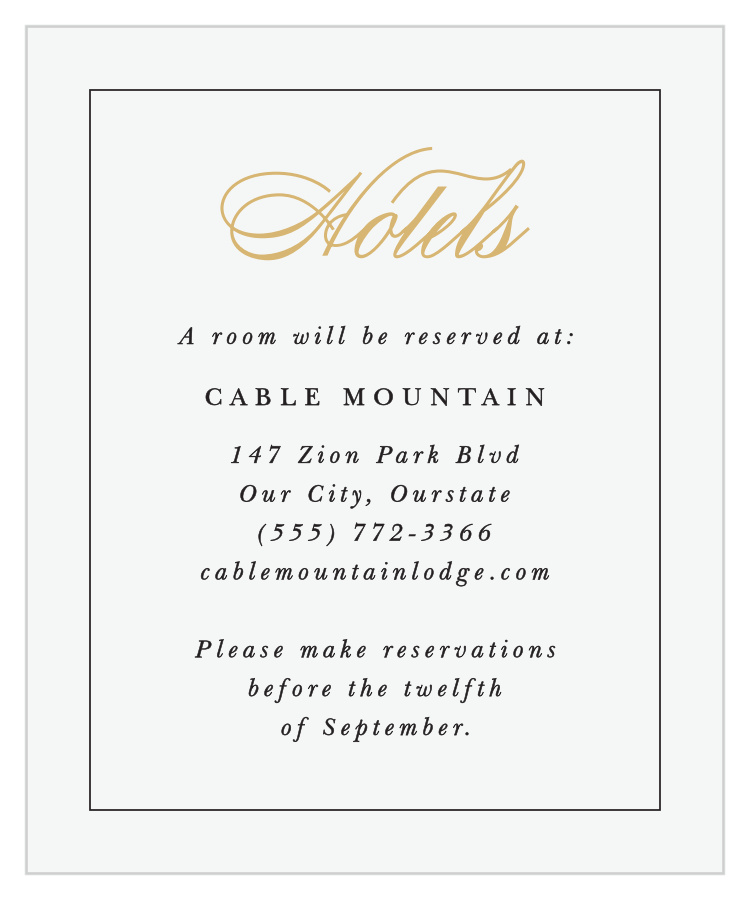 Timeless Classic Accommodation Cards