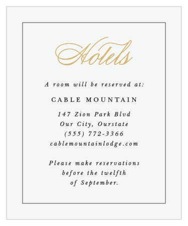 Timeless Classic Accommodation Cards