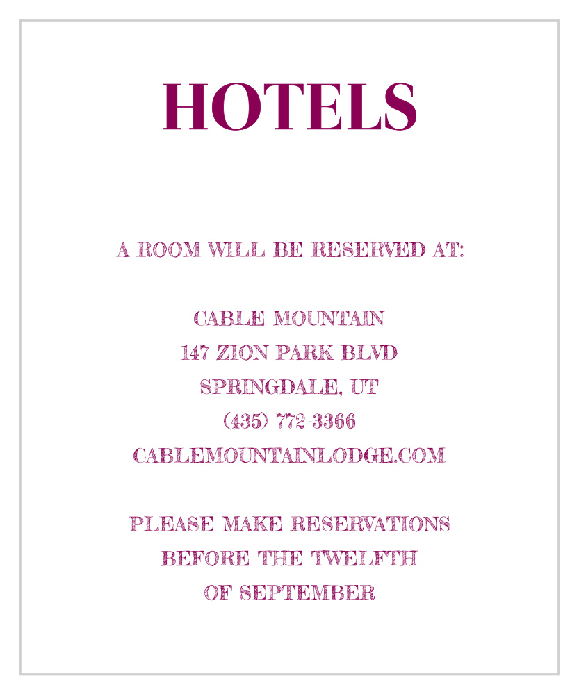 Vintage Novel Accommodation Cards