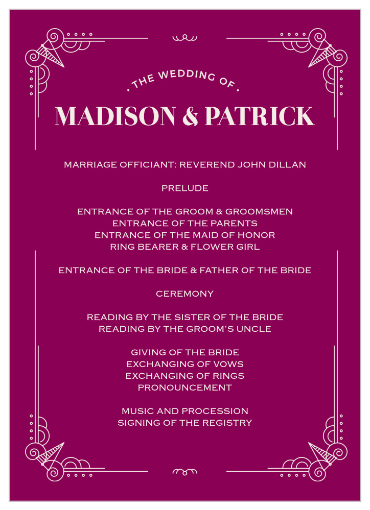 Vintage Novel Wedding Programs