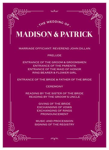 Vintage Novel Wedding Programs