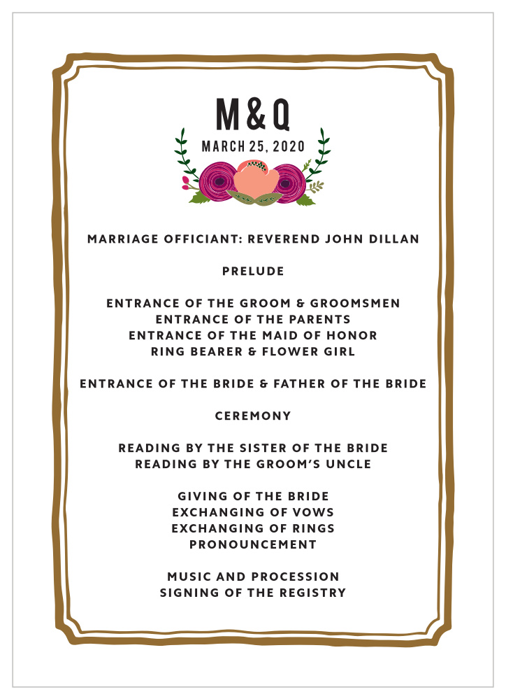 Bold Blooms Wedding Programs