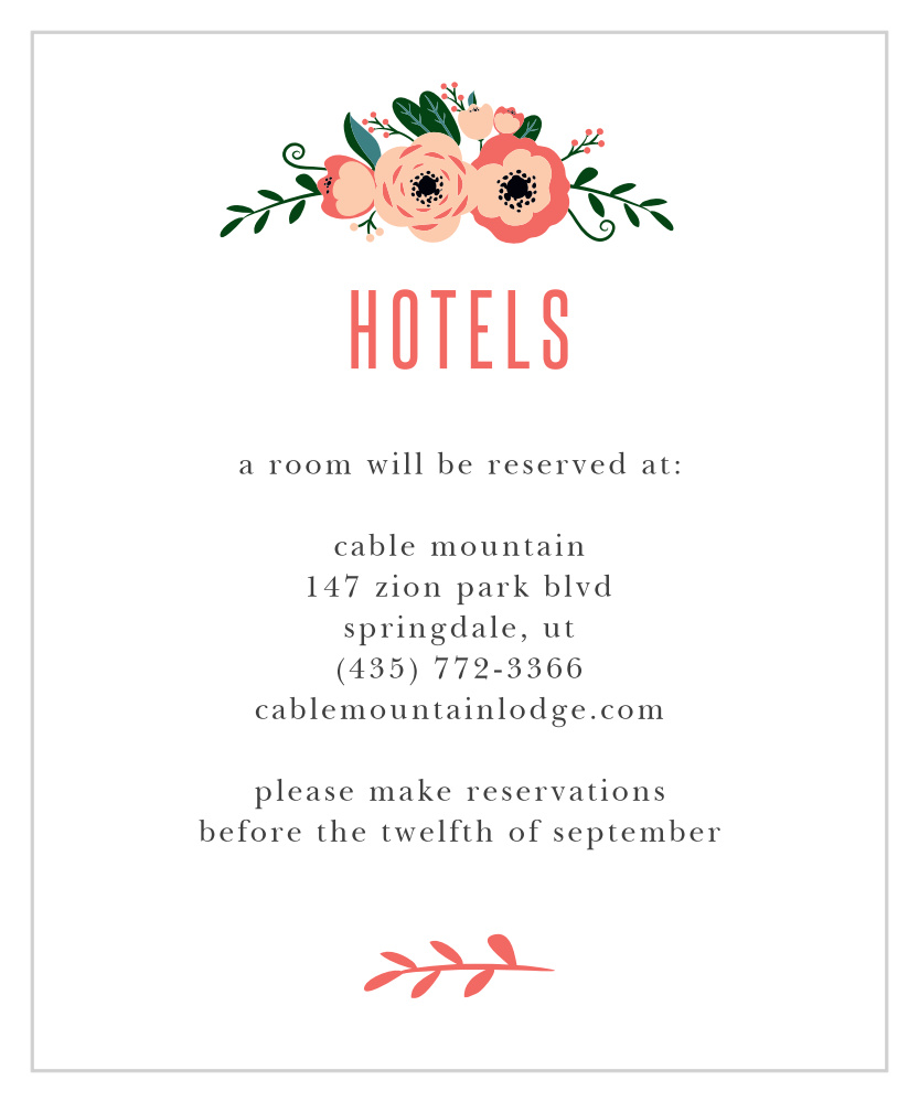 Botanical Love Accommodation Cards