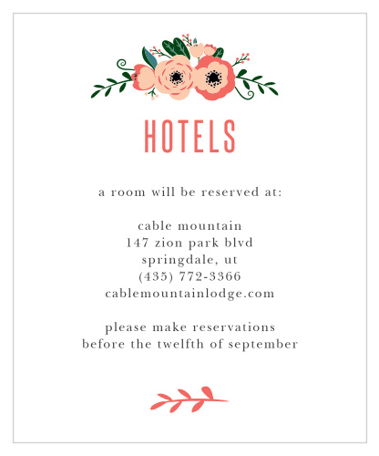 Botanical Love Accommodation Cards