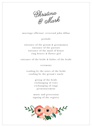 Create programs worth falling in love with using the Botanical Love Wedding Programs.