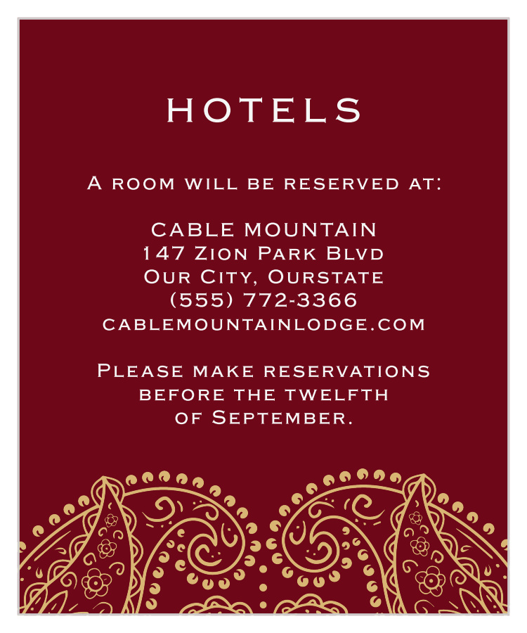 Precious Paisley Accommodation Cards