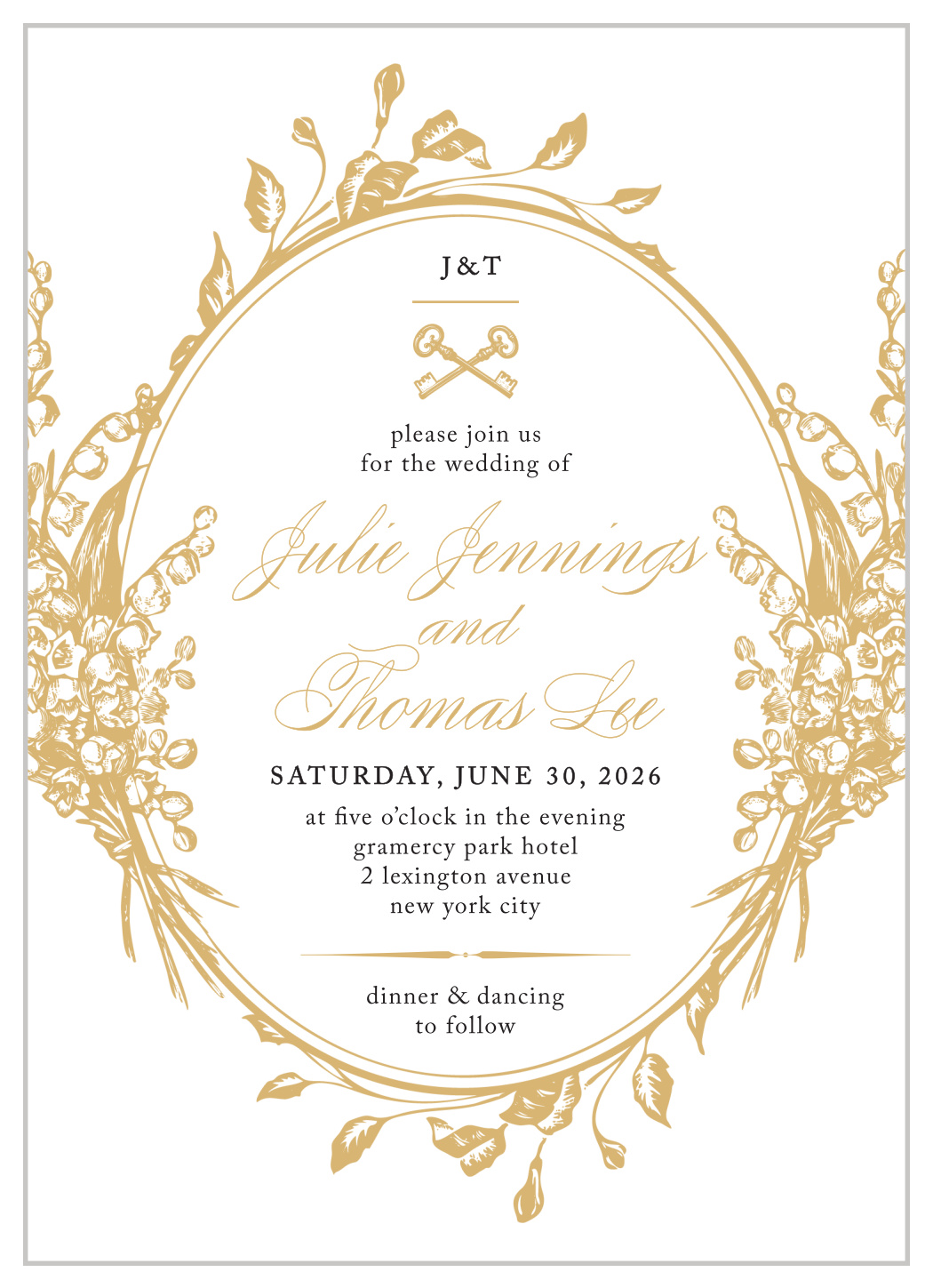 Antique Chic Foil Wedding Invitations