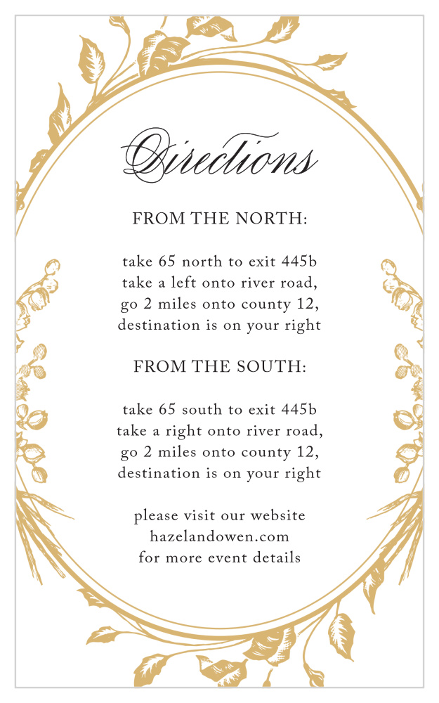 Antique Chic Foil Direction Cards