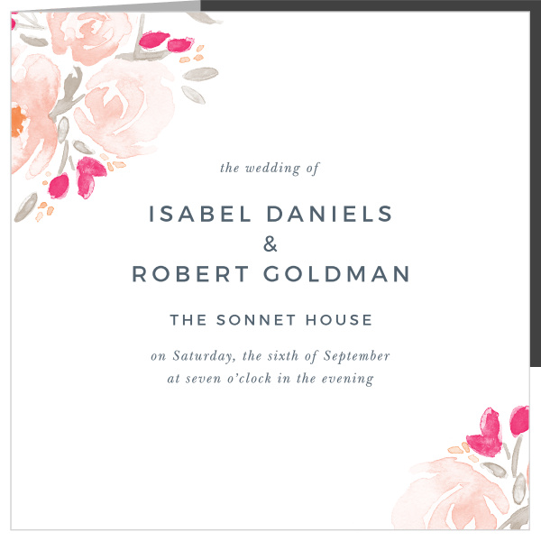 Give guests all the details with the Watercolor Bouquet Storybook Wedding Invitations.