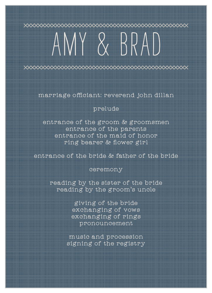 Cross Stitched Wedding Programs