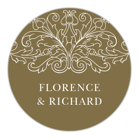 Vintage Damask Wedding Stickers