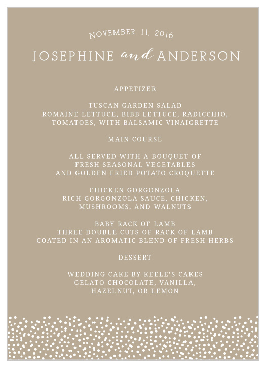 Confetti Dots Wedding Menus
