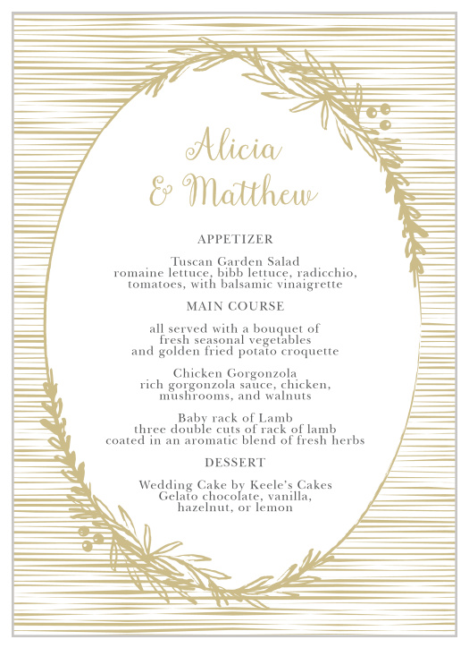 Delicate Laurel Wedding Menus
