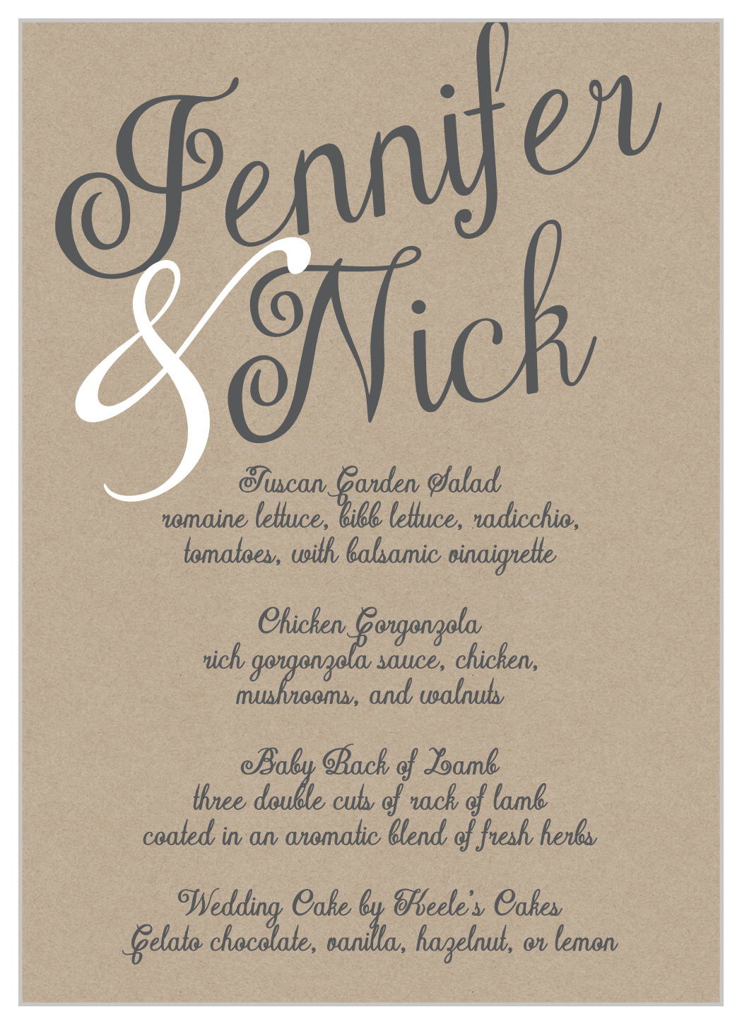Elegant Kraft Wedding Menus