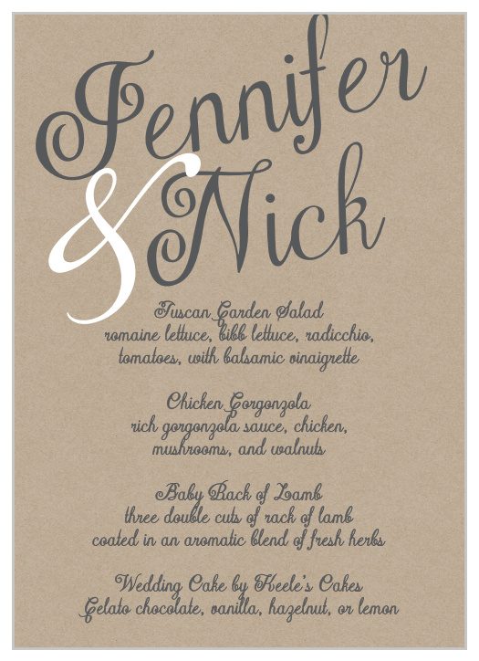 Elegant Kraft Wedding Menus