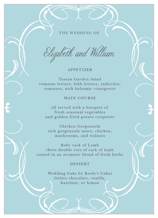 Flourish Charm Wedding Menus