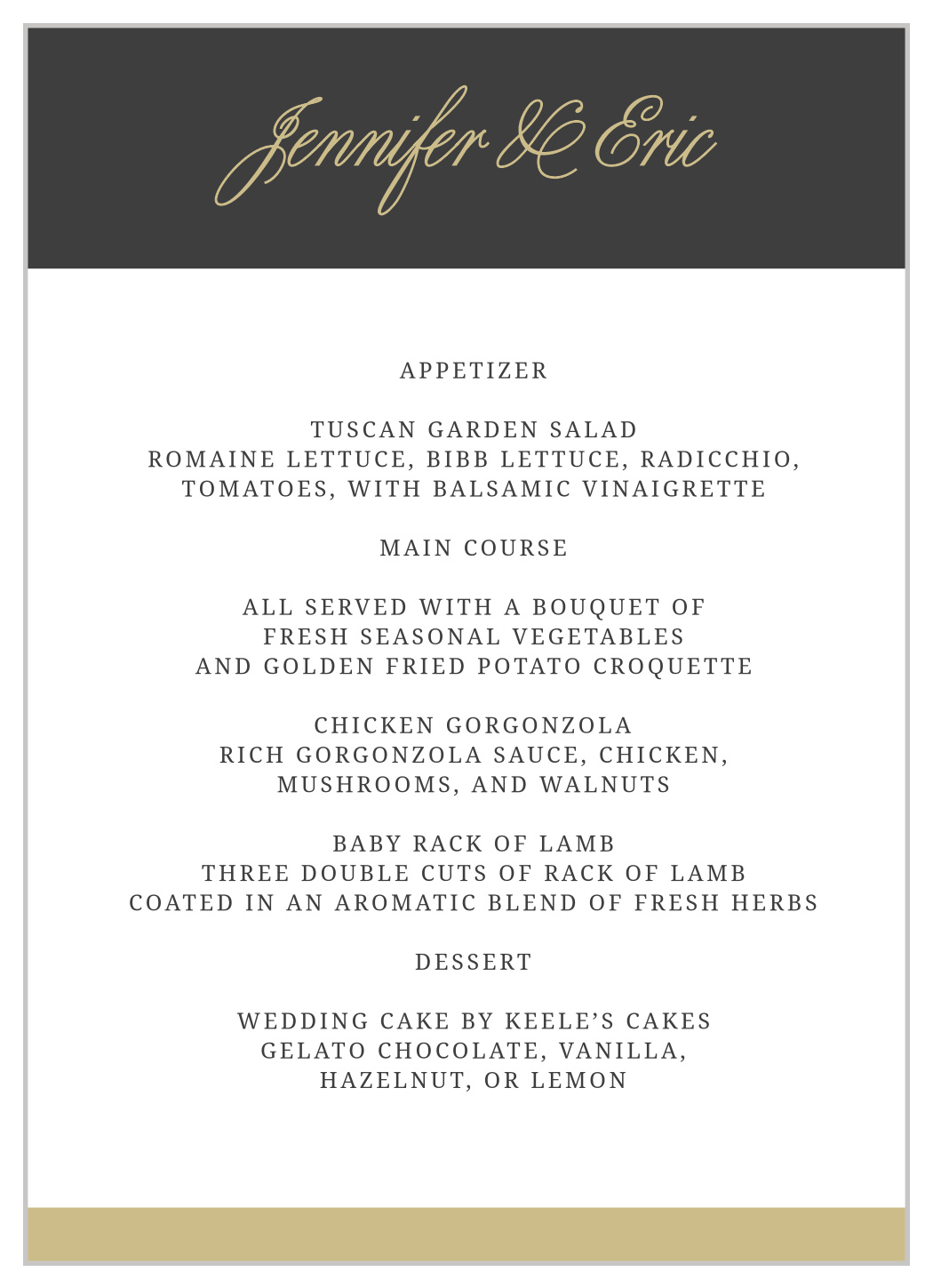Modern Forever Wedding Menus