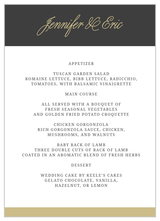 Modern Forever Wedding Menus