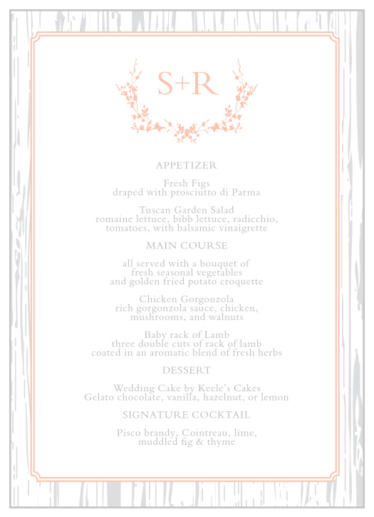 Rustic Wreath Wedding Menus
