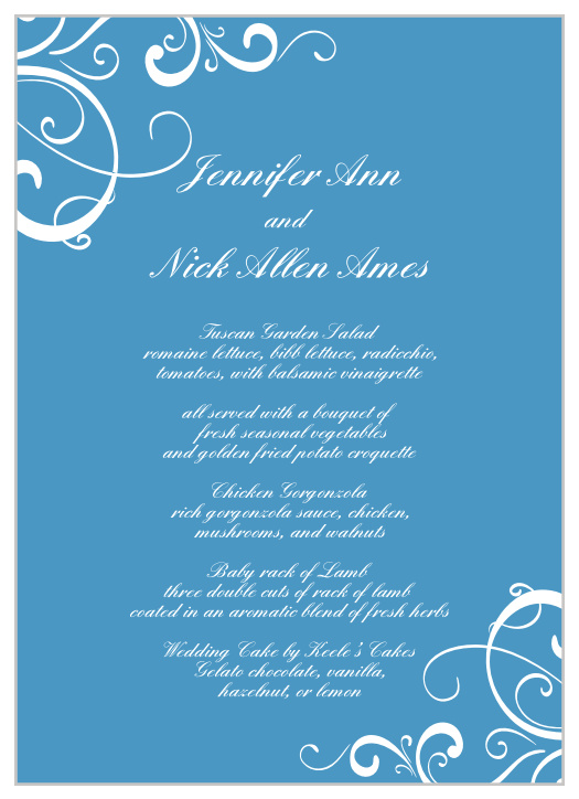 Simple Swirls Wedding Menus