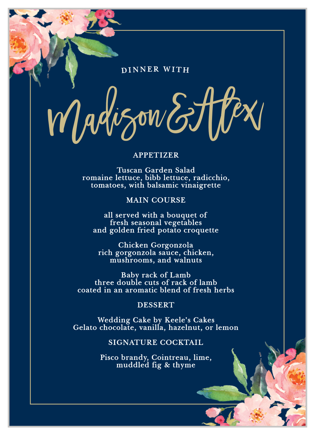 Standing Ovation Wedding Menus
