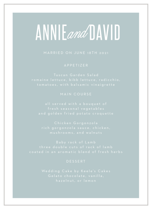 Traditional Script Wedding Menus
