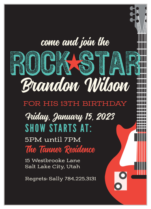 Let your inner Rock Star out with the Rock Star Children's Birthday Party Invitation! 