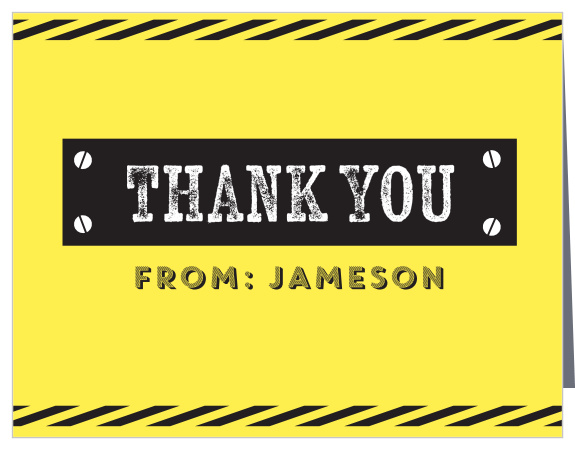Caution Construction Children's Birthday Thank You Cards