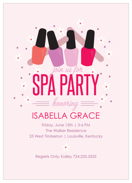 Gather friends for a pamper session with the Spa Time Party Invitations. 
